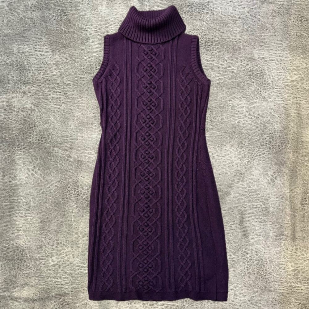 Calvin Klein Purple Chunky Knit Sweater Dress